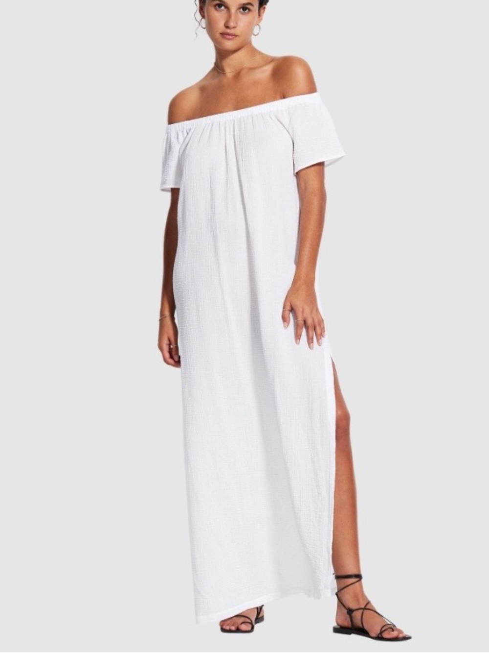 Seafolly Summer of Love Off The Shoulder Dress in White